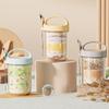 Multipurpose Kitchen Organizer With Spoon Dishwasher Safe Glass Jar Cereal Nut Yogurts Salad Cup Oatmeal Container