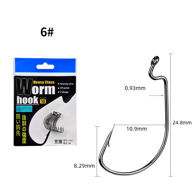 Усовершенствованный крючок с широким животом, 10 шт./пакет, тонкий рыболовный крючок для мягкой наживки, набор мягких крючков для насекомых Texas Fishing Group