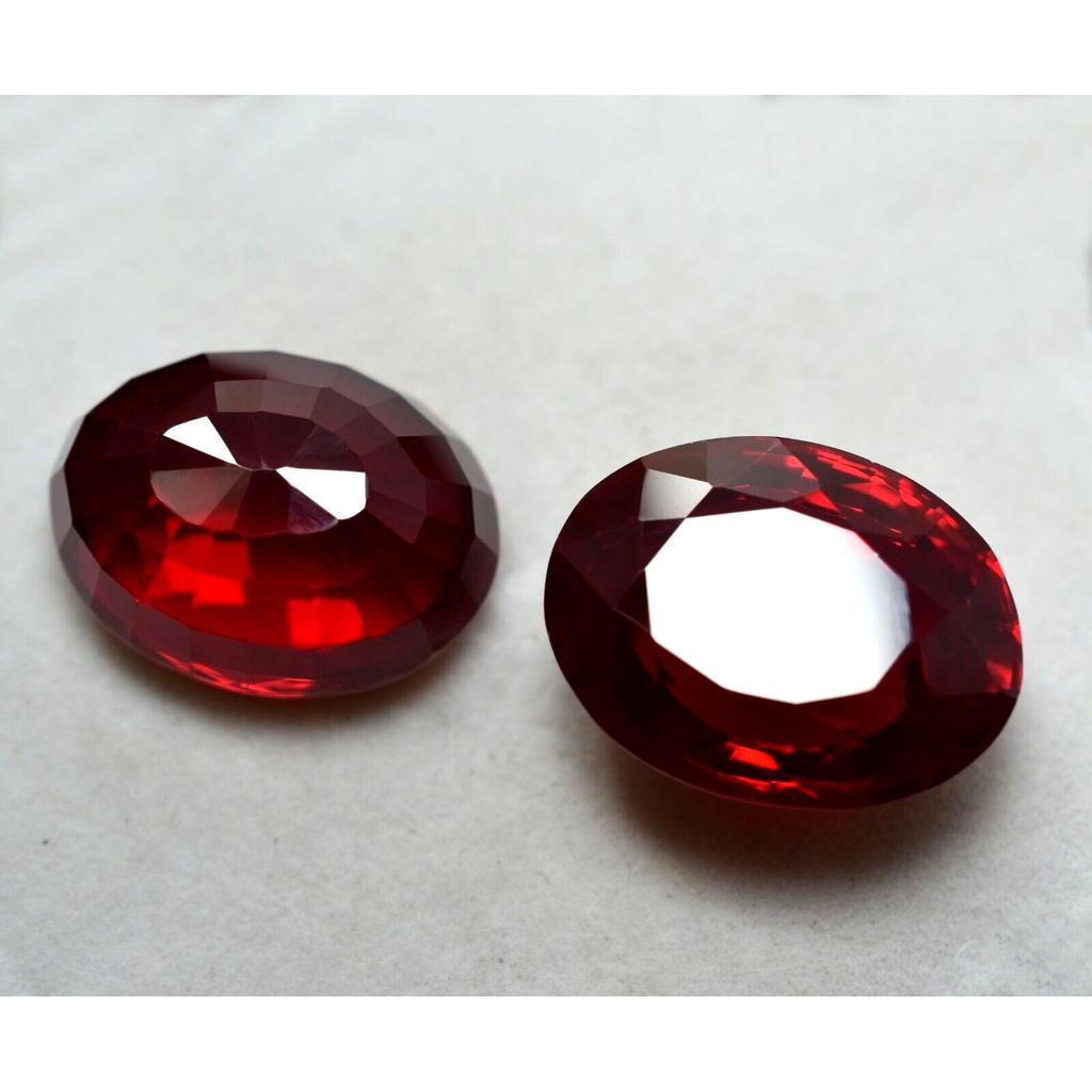 Natural Red Ruby Loose Gemstone 60 ct Bloody Oval Pair 20x15 mm Size for Jewelry Making and Crafts