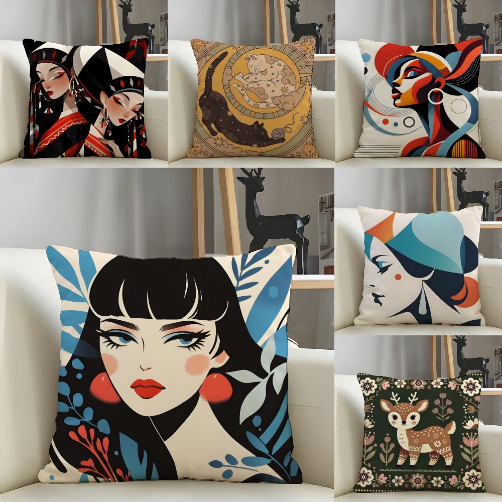 Illustration Of Diagonal Square Art Pillow Case Linen Pillows Case Cushions Case Sofa Pillows Case Decor Home