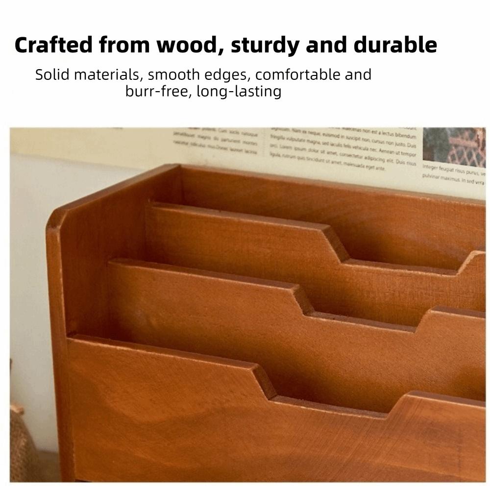 Rustic Desktop Drawer Storage Box Wooden Mail Organizer Stationery Storage Containers  Office Use