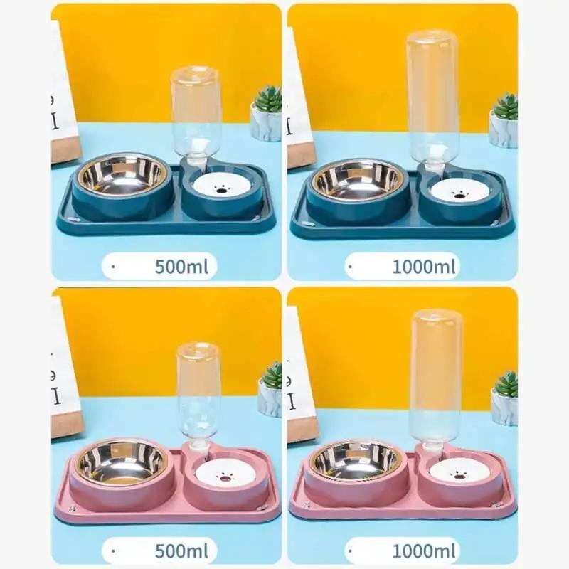 Pet Supplies Dog Bowl Automatic Water Storage Plastic Stainless Steel Bowl Small Dogs Cats Cat Bowl Supplies Cat Food Bowls