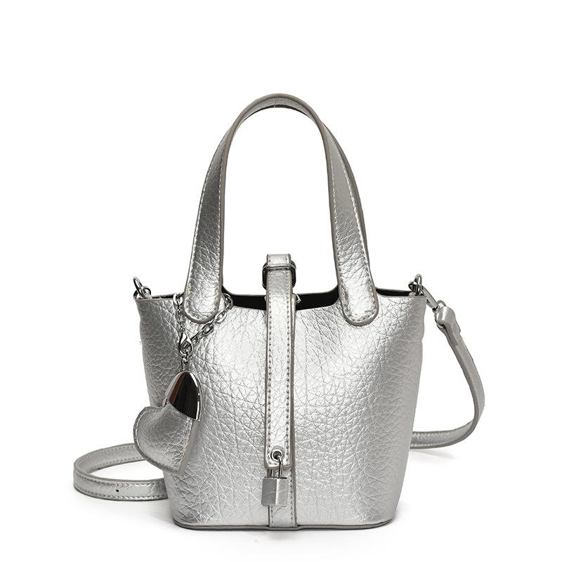 Весна 2025 новая простая сумка-тоут с узором личи, женская модная универсальная сумка-мессенджер в стиле ведро