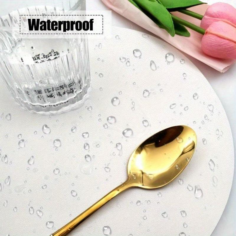 6pcs Artificial Leather Placemats Heat-resistant and Easy To Clean and Wipe Suitable for Kitchens Restaurants and Terraces.