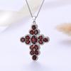 Женский кулон-крест из серебра S925 с цепочкой 18 дюймов, натуральный красный гранат, изящное ювелирное украшение для вашей веры, подарок