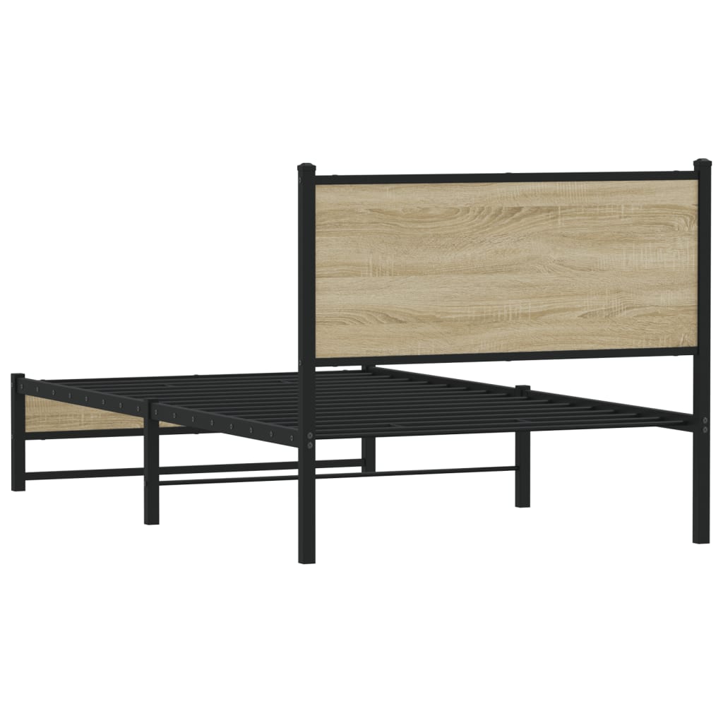 Vidaxl Metalowa Rama Łóżka, Bez Materaca, Dąb Sonoma, 100X200 Cm