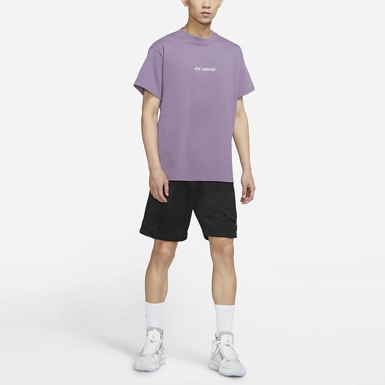 Мужская футболка Air Jordan Sportswear с круглым вырезом и короткими рукавами, серая, фиолетовая, DQ4960-574
