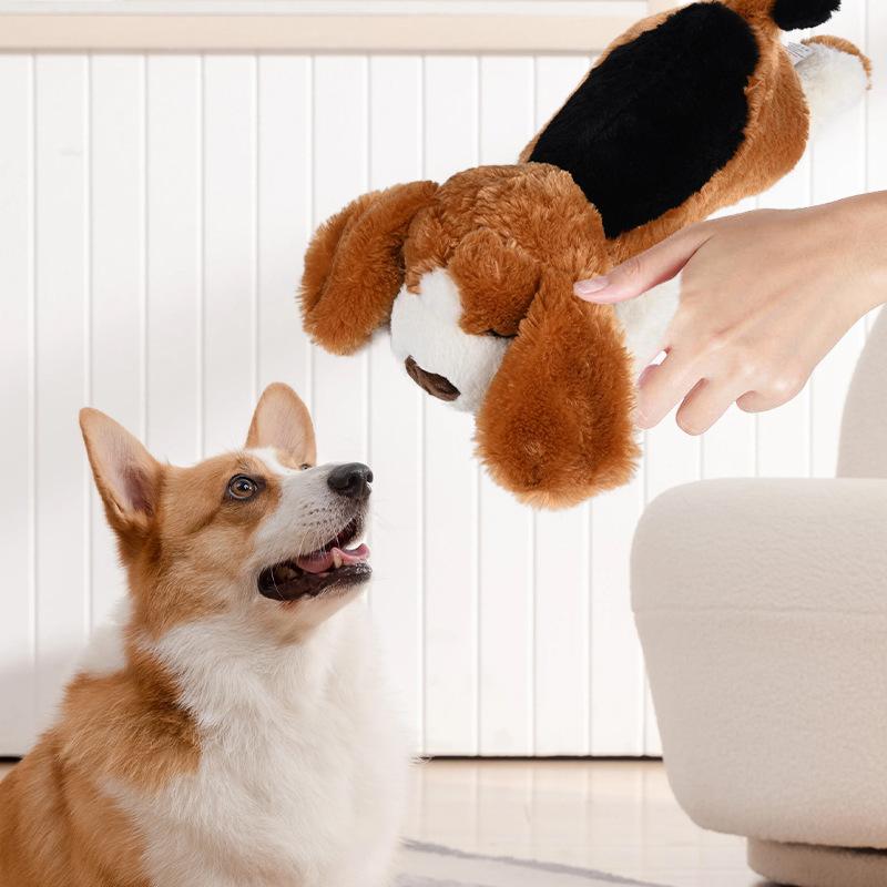Puppy‑Shaped Heartbeat Simulation Plush Dog Toy Detachable Cover Anti‑Anxiety Calming Sleep Companion Toy for Puppies Medium Large Dogs