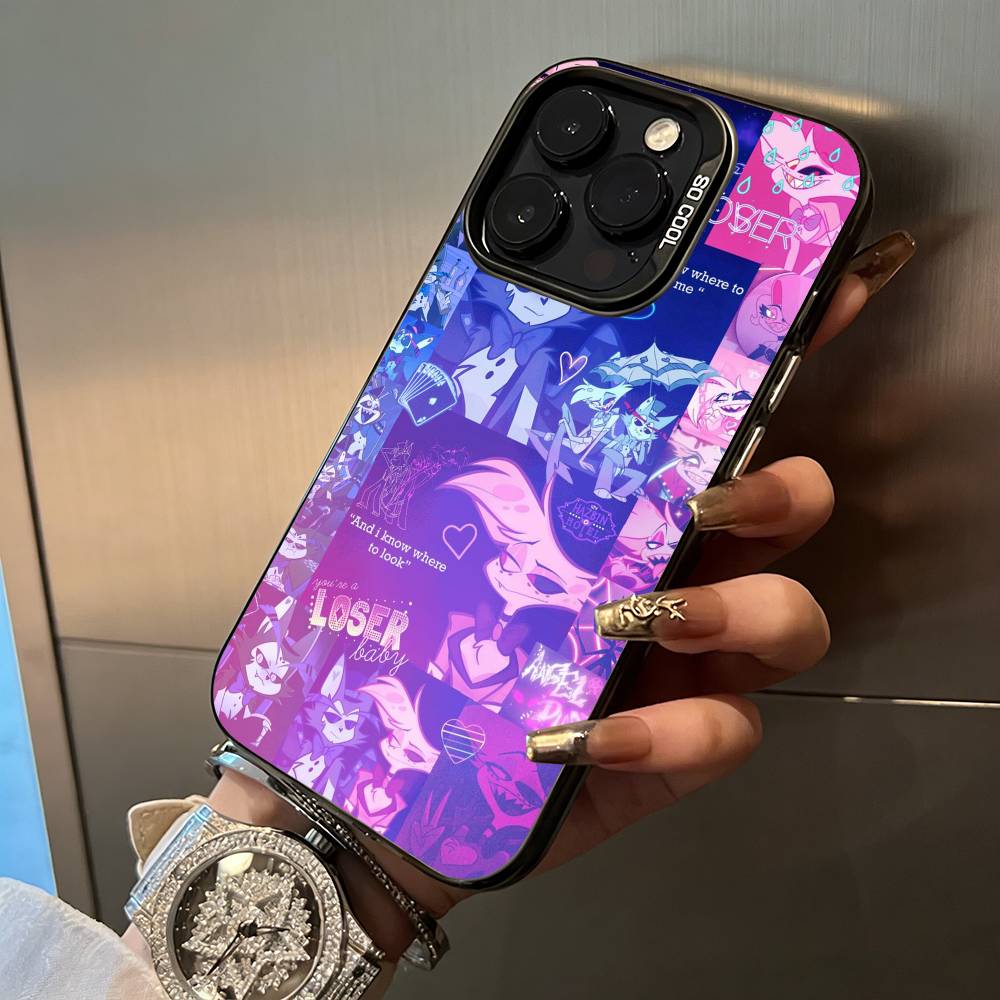 A-Angel Dust H-Hazbin H-Hotel Чехол для телефона для iPhone 17,16,15,14,13,12,11 Plus Pro Max Цветной Серебряный Чехол для телефона