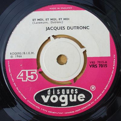 7-дюймовая пластинка JACQUES DUTRONC Et Moi Et Moi Et Moi MiniMini VRS7015 Disques Vogue 1966 UK Rock Б/у