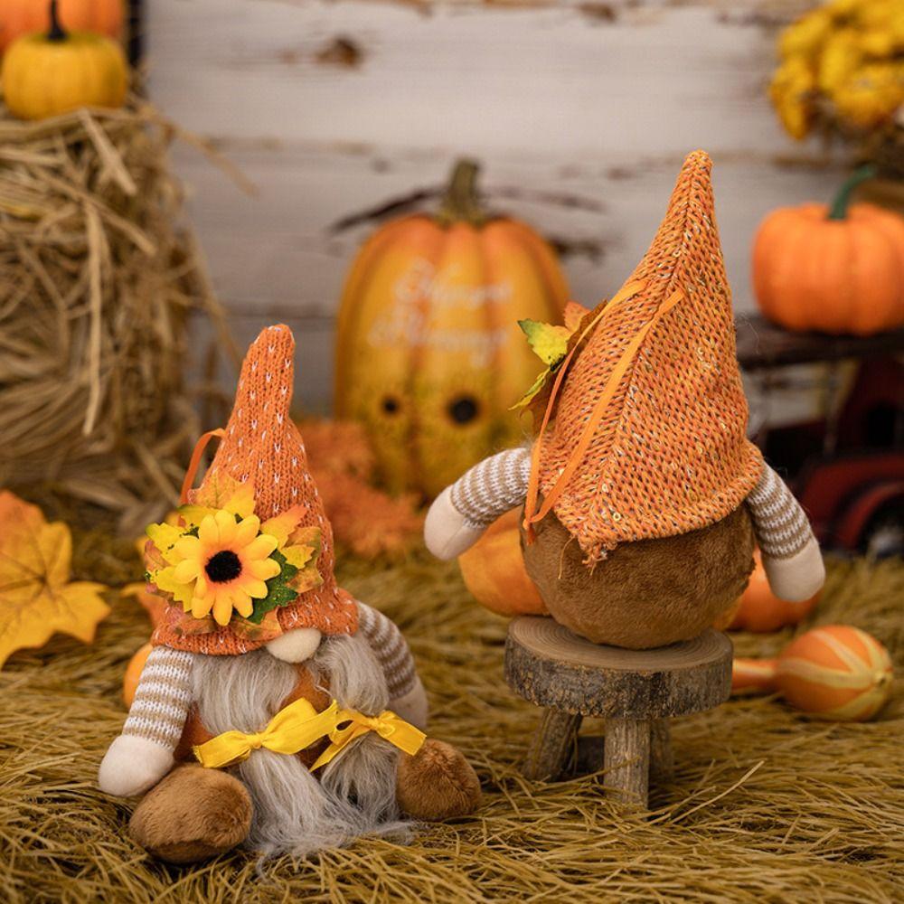Straw Hat Harvest Gnome Doll Mini Pendant Thanksgiving Decor Unique Gnome Ornament Home Decoration