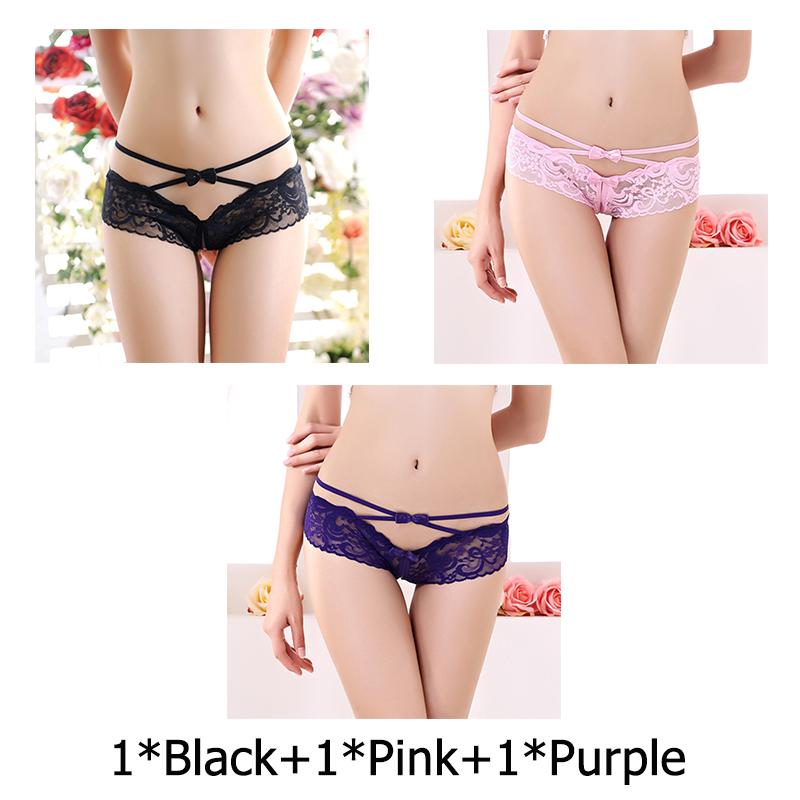 Women's Panties Open Crotch Thongs Sexy Hollow Briefs Underwear Erotic T-Backs Sweet Crotchless Seamless Panty