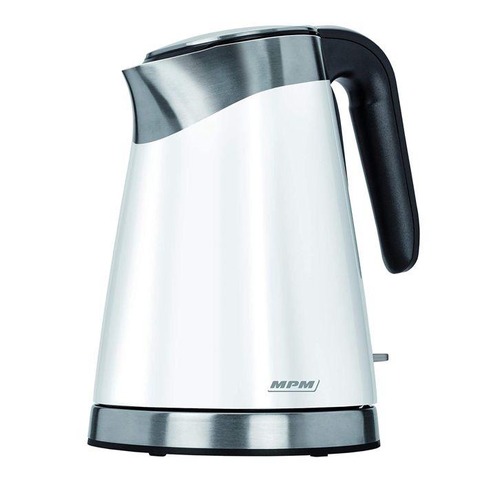 Bouilloire électrique sans fil en acier inoxydable, 1,7 litres, 2200W, sans BPA MPM MCZ-56 2200W Blanc