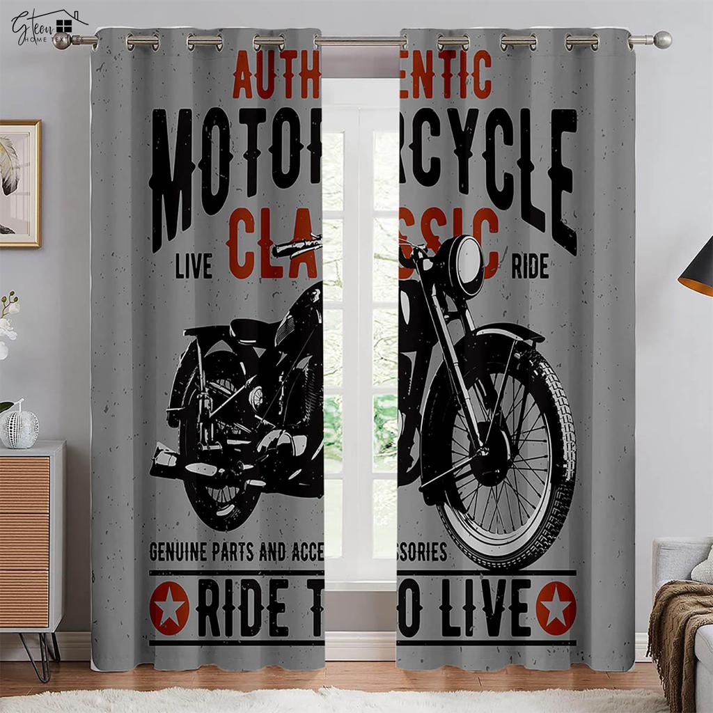 3D-печать Крутые шторы с изображением мотоцикла Ретро Мотоцикл Индустриальный стиль Спальня Гостиная Балкон Автомобильная линия Декоративные шторы