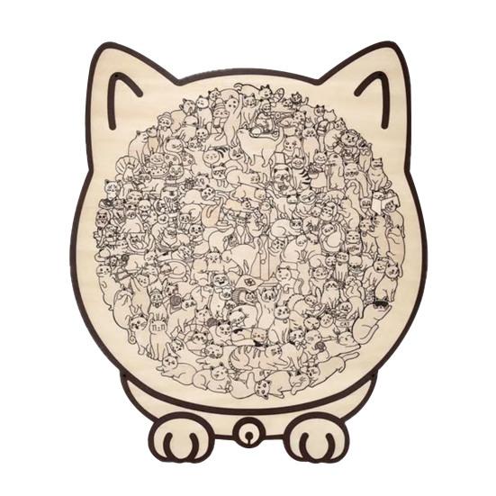 135Pcs/Set Cat Shaped Wooden Jigsaw Puzzle Focus Logic Training Wood Puzzle Game Educational Difficult Puzzle Toy Decoration Cat Lovers Gift