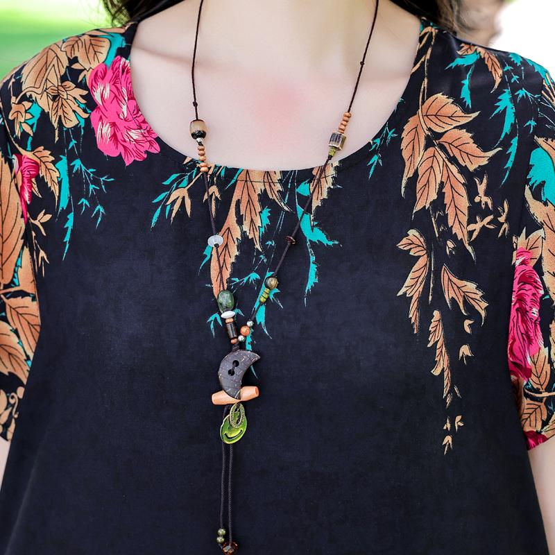 Большие размеры повседневные женские платья летние свободные короткие рукава длинные платья женские винтажные одежды