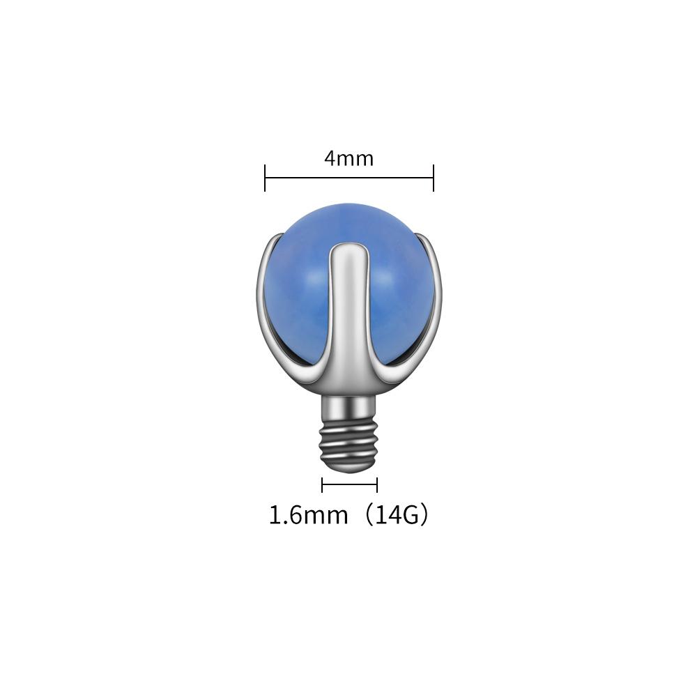 Right Grand ASTM F136 Titanium Internally Threaded Natural Stone Top for 14G 16G Labret Lip Stud Nipple Piercing Body Jewelry