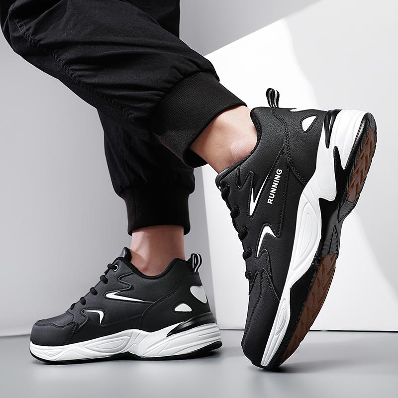 2024 New Men's Spring Autumn Leather Big Size Light Sneaker Thick Sole Non Slip Waterproof Camouflage Lace Up Running Shoes