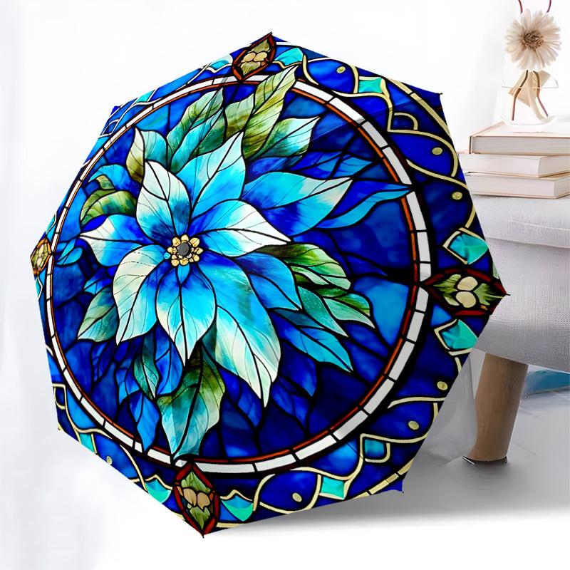 Color Retro FlowerThemed Automatic Opening and Closing umbrella 8 Ribs, Suitable for Leisure and Going Out, Outdoor Accessory, Gothic Styl
