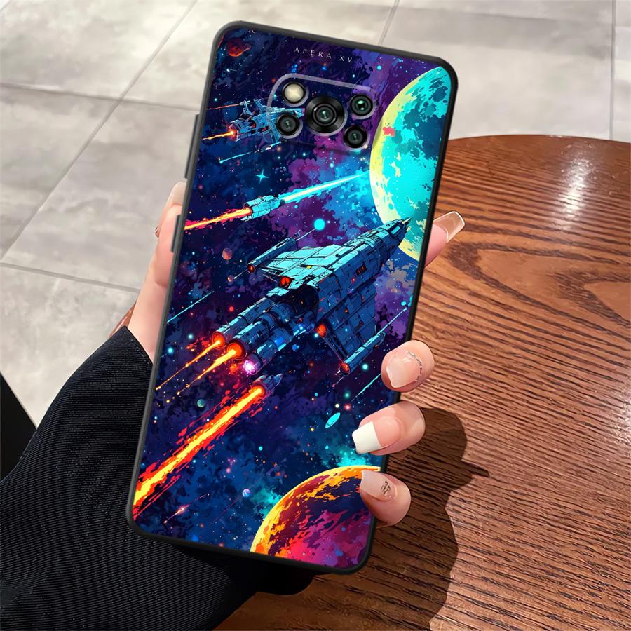 Мультяшный ретро-чехол-космический корабль для Xiaomi Poco F8 X3 X4 X5 X7 Pro C50 F1 C61 M3 M4 M7 Pro C75 F3 C71 M5 Funda Чехол для телефона