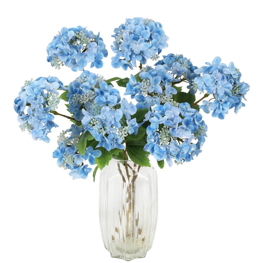 Artificial Flowers Real Touch Hydrangea 2 Heads Large Fake Hydrangea Flowers Faux Hydrangea with Stem for Wedding Home Room Table Centerpiece Decor