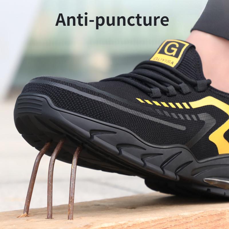 Men's Work Safety Shoes with Air Cushion Labor Protection Shoes Anti-smash Anti Puncture Boots