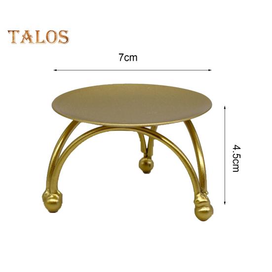 TDStore Нескользящий металлический подсвечник круглой формы с геометрическим рисунком, золотой подсвечник для украшения дома