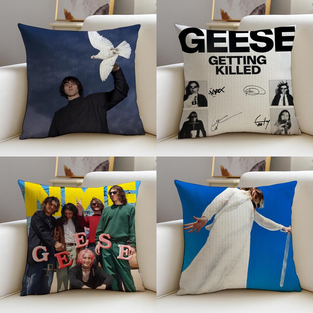 Rock GGeeseS Cushion Cover Breathable and skinfriendly linen pillowcase square removable and washable cushion