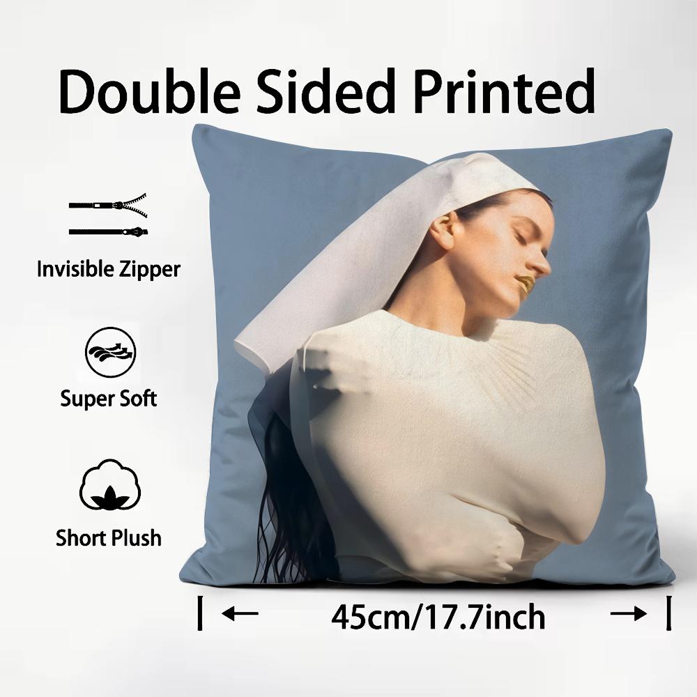 RRosalia Singer Cushion Cover Plush Fabric Soft DoubleSided Printed Sofa Warm Winter Home Child Gift Pillow Case