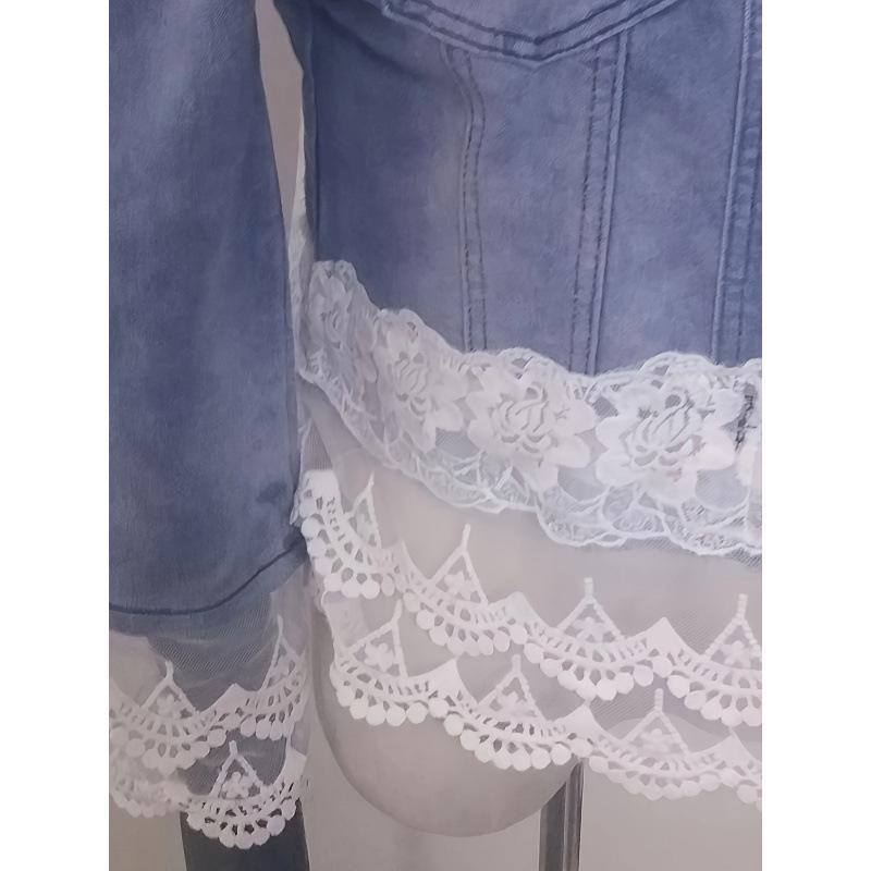 Женская куртка 2026 года, европейская и американская, большого размера, повседневная, шифоновая, джинсовая, с жемчугом