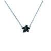 [I8092] - Silver Necklace 'Romy' Black White Flower (rhodium-plated) - 11x12 Mm