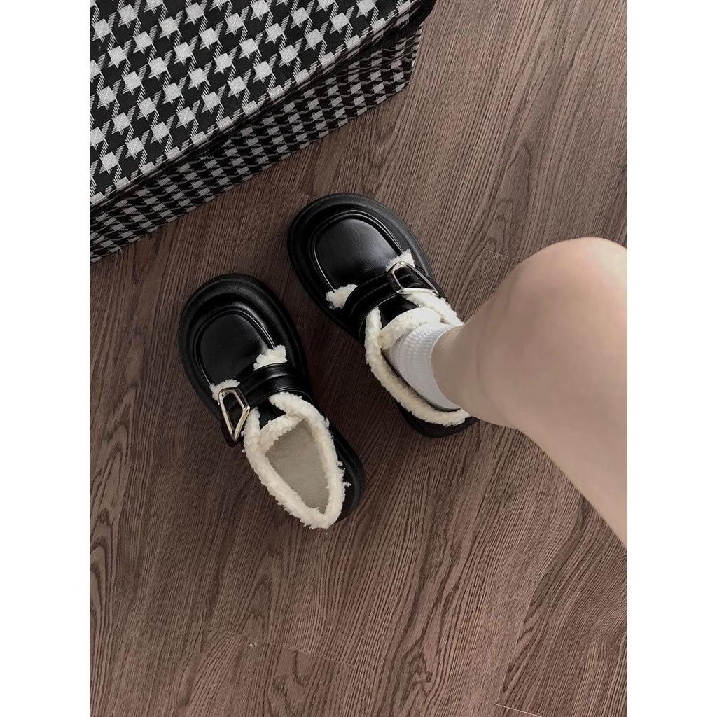 Черные бархатные ретро туфли на платформе в британском стиле, женские 2025 новая коллекция осень-зима, лоферы, инс тренд