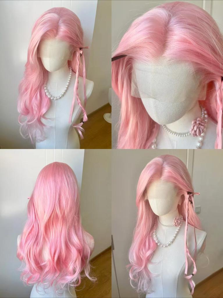 Ashely Body Wave Lace Front Wig Pink Purple Red Cosplay Wigs 26inch 13*4 Wigs Lace Front Frontal High Temperature Fibers Hair
