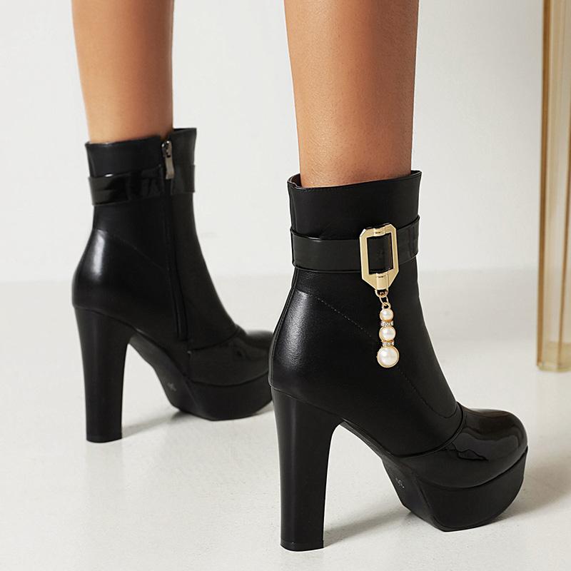 Женские короткие ботинки на высоком каблуке, новые осенне-зимние однотонные водонепроницаемые ботинки martin на толстом каблуке и платформе