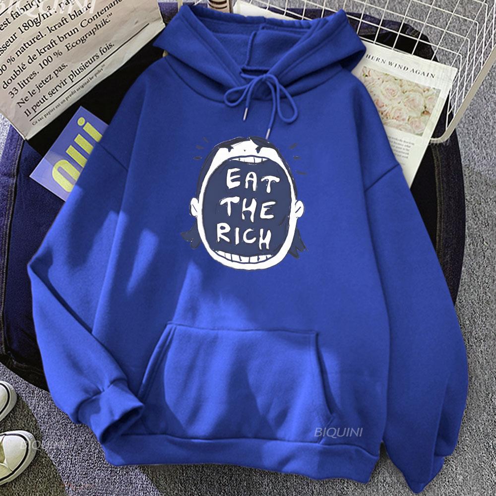Ешь богатых Смешные графические толстовки Sudaderas Hombre С длинным рукавом Мужские/Женские Толстовки Толстовки с капюшоном Пуловеры с принтом