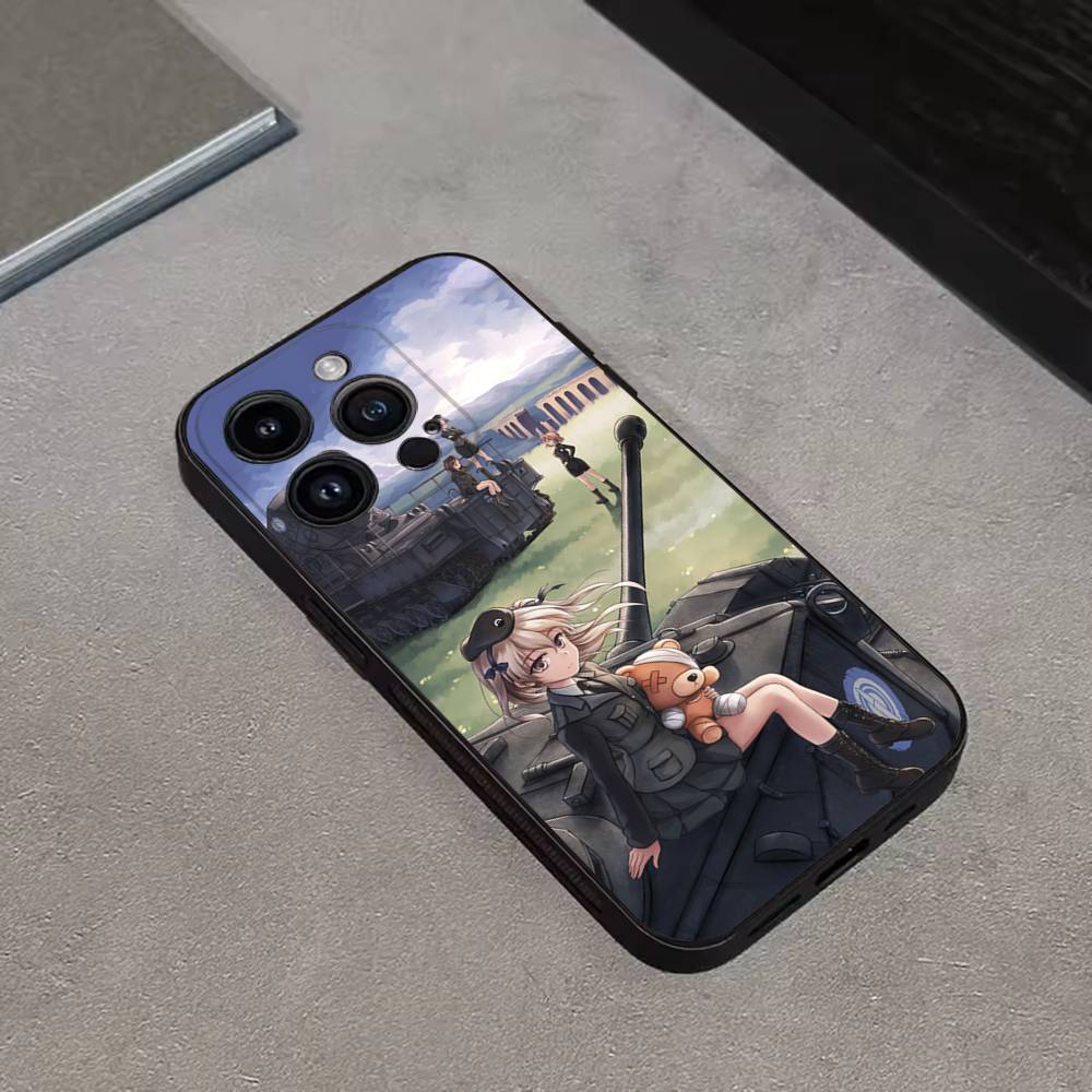 Чехол для телефона с аниме GIRLS und PANZER Для iPhone 16,15,14,13,12,11 Plus,Pro Max,XS,X,XR,SE,Mini,8,7,Мягкий силиконовый черный чехол