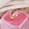 Kinel Luxury Black White Zircon Ring Rose Gold Color Daily Jewelry