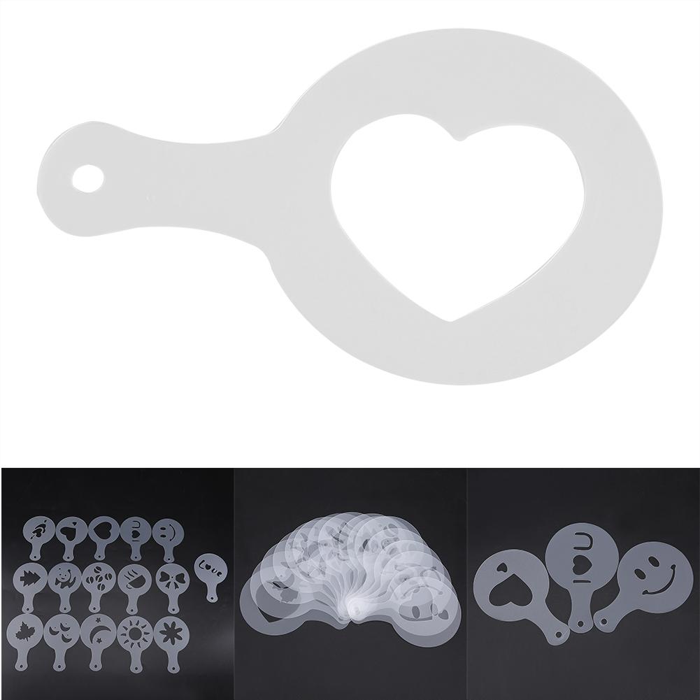 16pcs Plastic Coffee Stencils Template Molds Latte Cappuccino Decoration Tool