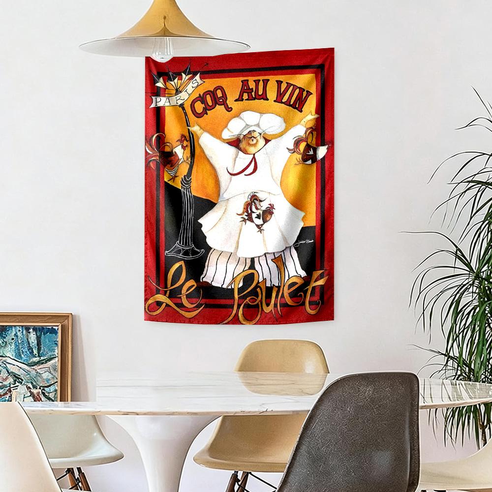 Chef Wine Wall Decor Tapestry Art For Pet Memorial Birthdaywedding Party Backdrop Family Gift