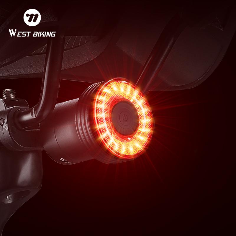 WEST BIKING Smart Bike Taillight IPX6 Waterproof Intelligent Sensing Tail Light Cycling Safety Warning Light Bicycle Rear Light 7