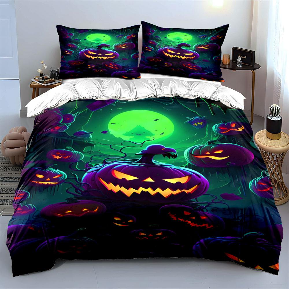 Glowing pumpkin enchantment Bedding sets Duvet cover sets Duvet covers Pillowcases(1*Duvet Cover 2*Pillowcases without duvet insert)
