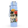 1PC Grid Floral Dog Portrait 750ml Color Plastic Sports Water Bottle Leakproof Flip Straw Lid Suitable for Sports Office Home Use