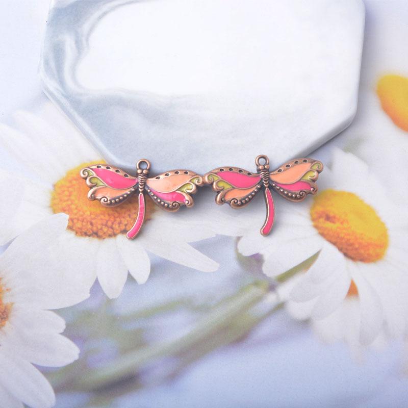 10pcs/lot Bohemian Style dragonfly Charms Alloy Colorful Animals Ear Necklace Pendant DIY Jewelry Earring Components