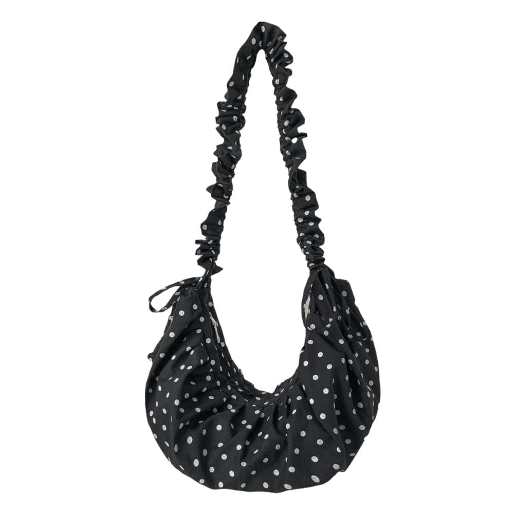 Lightweight Polka Dot Pleated Bag Korean Style Nylon Messenger Pouch Lace Crossbody Bag Outdoor