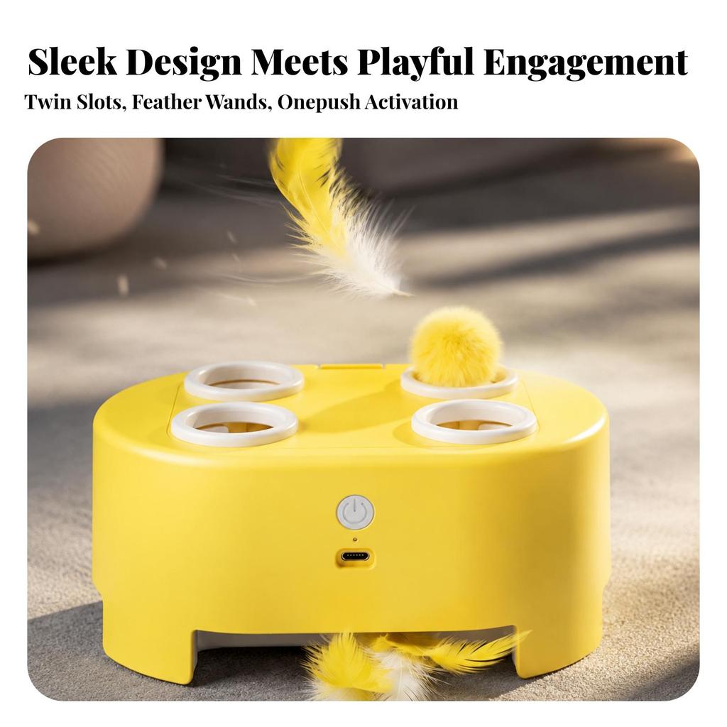 Whack-a-Critter Игрушка-дразнилка для кошек с перьями, перезаряжаемая, USB-зарядка, для котят
