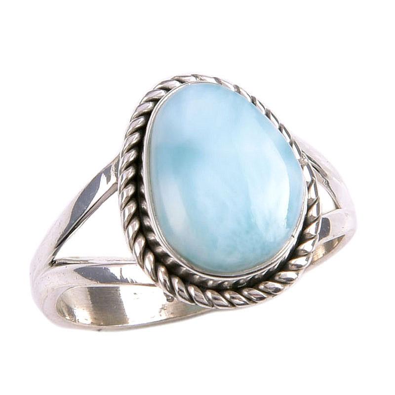 Кольцо в подарок из стерлингового серебра 925 пробы с драгоценным камнем из натурального ларимара Natural Republic S.7 h5d19