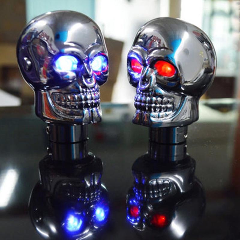 Universal Skull Head Gear Lever Gear Shifts Knob Skeleton Shape Gear Shift Knob Manual Transmission LED Light Gear Shifts Knob