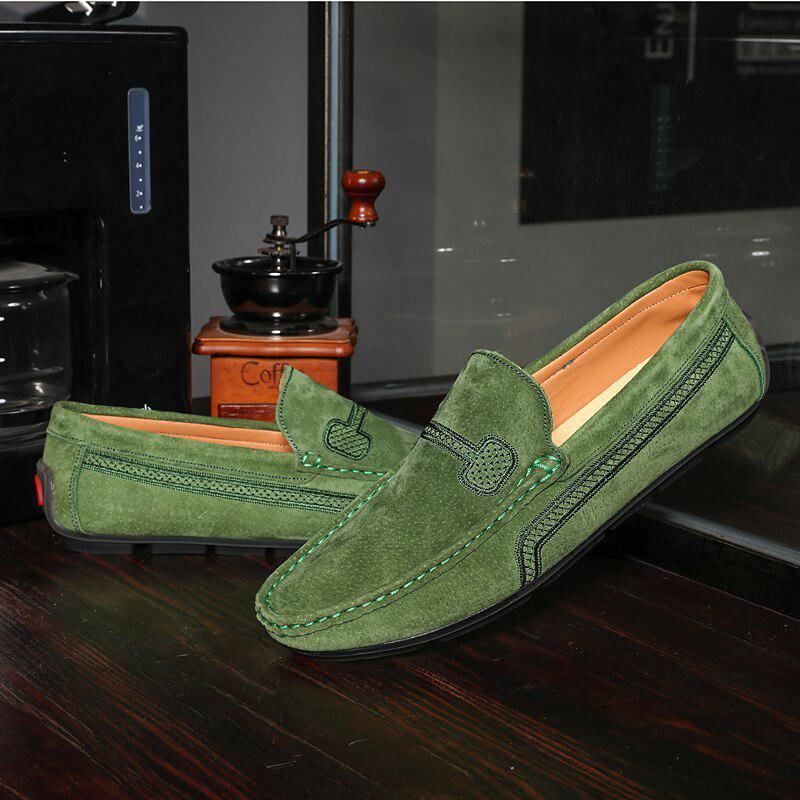 Замшевая мужская обувь, повседневные роскошные брендовые мужские лоферы, дышащая обувь для вождения, мужские мокасины