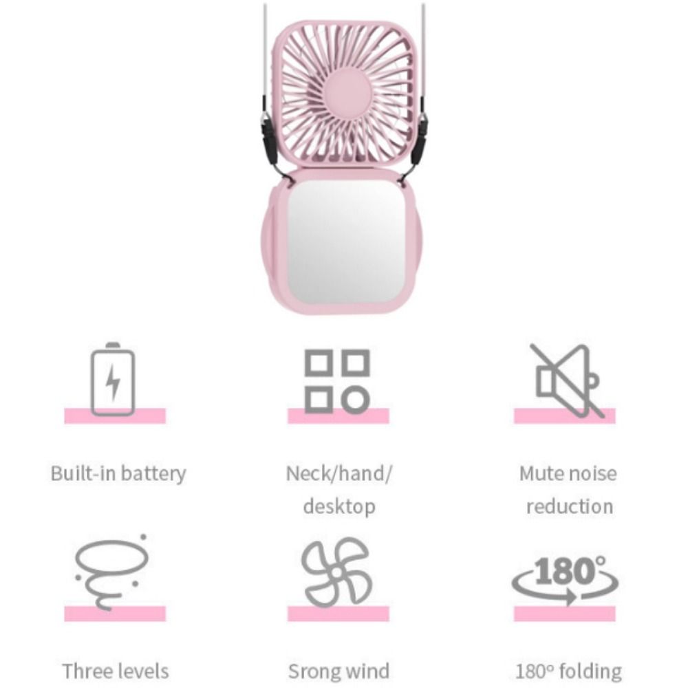 Adjustable Portable Handheld Fan With Vanity Mirror Pocket Fan Personal Desk Fan Summer Gift