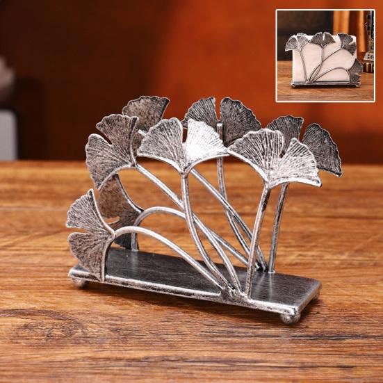 Ginkgo Vertical Napkin Holder Rustic Ginkgo Leaves Napkin Storage Holder Metal Paper Towel Dispenser Kitchen Tabletop Decorative Organizer